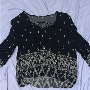black and cream pattered long sleeve